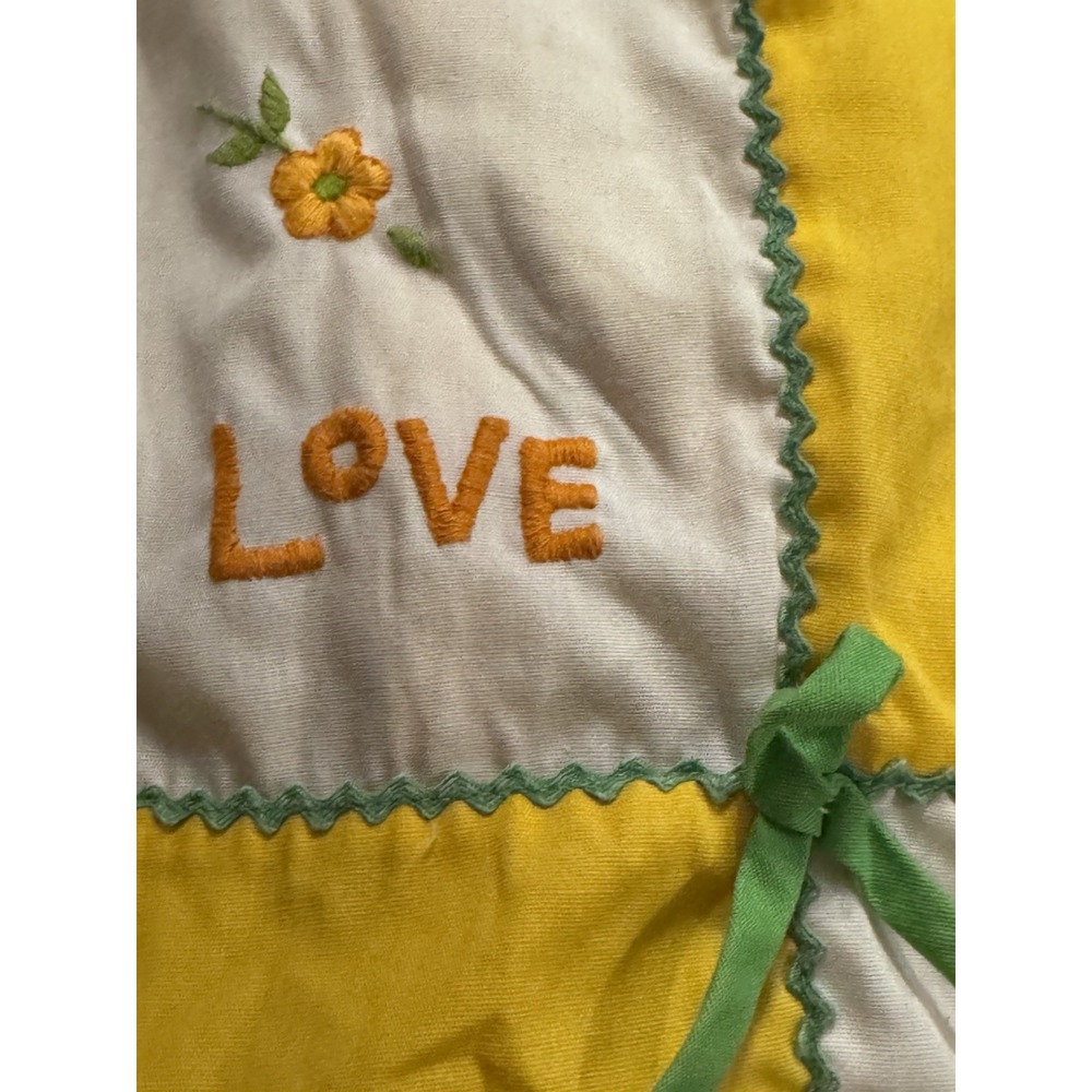 Vintage Handmade Toddler Dress Love Peace Hippie Yellow White 60s 70s - Picture 5 of 6